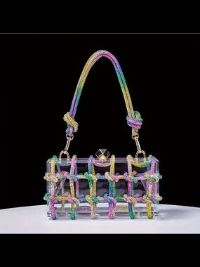 Rainbow Crystal Knot Acrylic Shoulder Bag